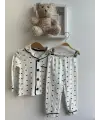 2-5 Yaş Siyah Kalp Baskılı Pijama Takımı