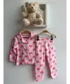 3-12 Ay Pembe Kalpli Pijama Takımı