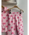3-12 Ay Pembe Kalpli Pijama Takımı