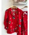 6-13 Yaş Kırmızı Önden Düğmeli Pijama Takımı