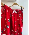 6-13 Yaş Kırmızı Önden Düğmeli Pijama Takımı