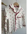 6-18 Ay Kırmızı Kalp Baskılı Pijama Takımı