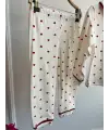 6-18 Ay Kırmızı Kalp Baskılı Pijama Takımı