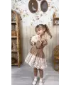 3-7 Yaş Sütlü Kahve Tüllü Elbise