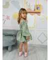 2-8 Yaş Yeşil Desenli Elbise