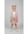 6-9 Yaş Pembe Ekoseli Etekli 3lü Takım