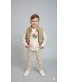 2-6 Yaş Bej Şişme Yelekli Gömlekli Takım