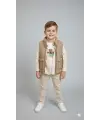 2-6 Yaş Bej Şişme Yelekli Gömlekli Takım