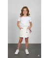 5-8 Yaş Beyaz Fularlı Şort Etek