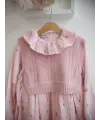 7-10 Yaş Pembe Fırfırlı Triko Süveterli Elbise