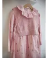 7-10 Yaş Pembe Fırfırlı Triko Süveterli Elbise