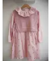 7-10 Yaş Pembe Fırfırlı Triko Süveterli Elbise