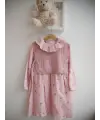 7-10 Yaş Pembe Fırfırlı Triko Süveterli Elbise