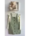 7-11 Yaş Çiçekli Yeşil Salopet