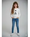 9-14 Yaş Ekru Leopar Detaylı Bluz