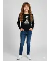 9-14 Yaş Siyah Leopar Detaylı Bluz