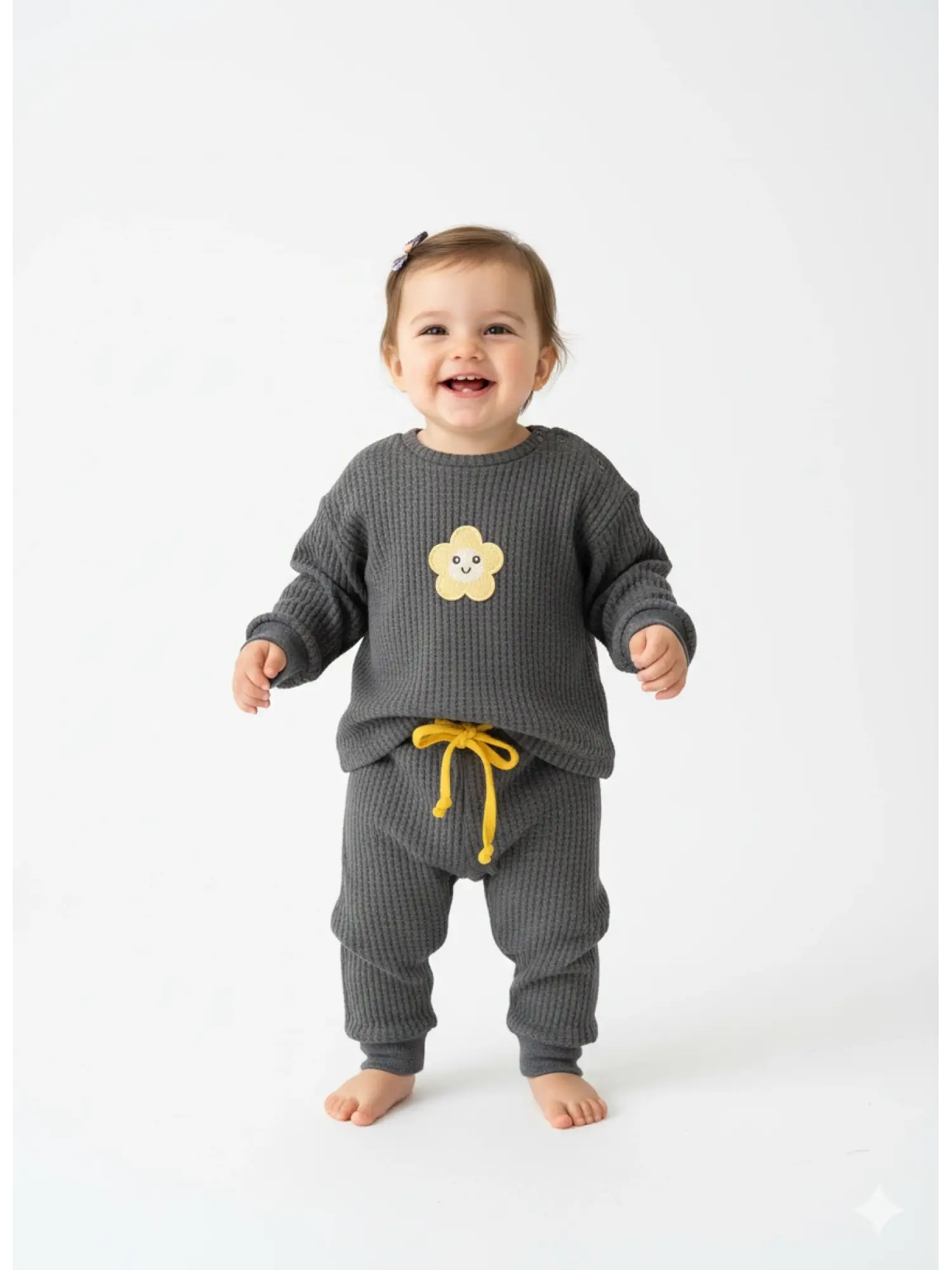 0-24 Ay Gri Papatyalı 2Li Takım