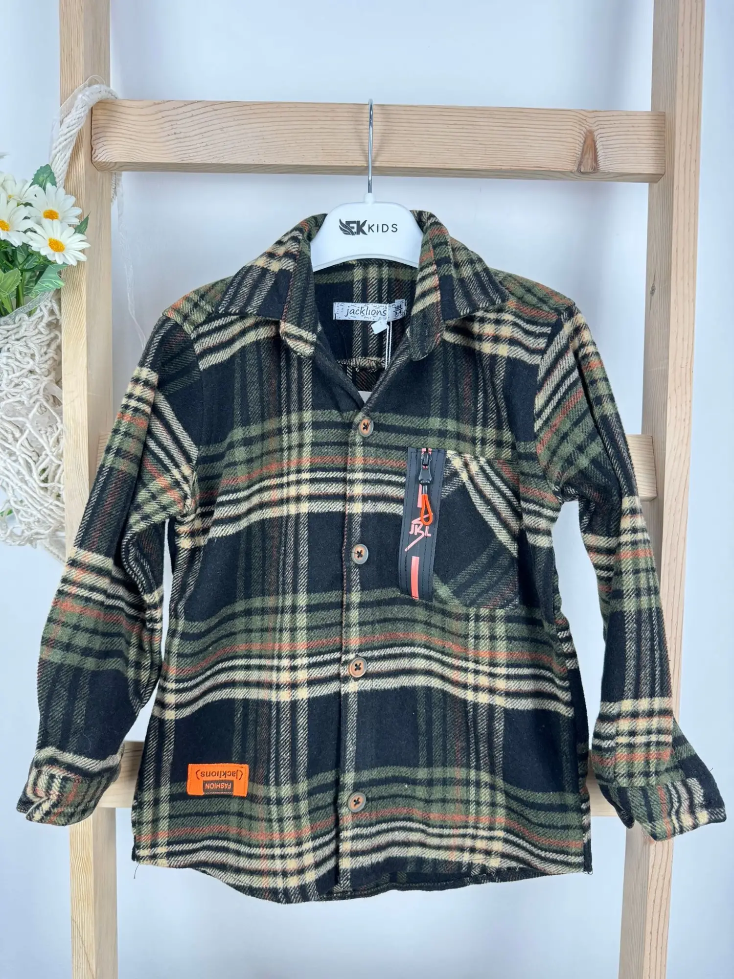 1-5 Yaş Yeşil Deatylı Oduncu Gömlek