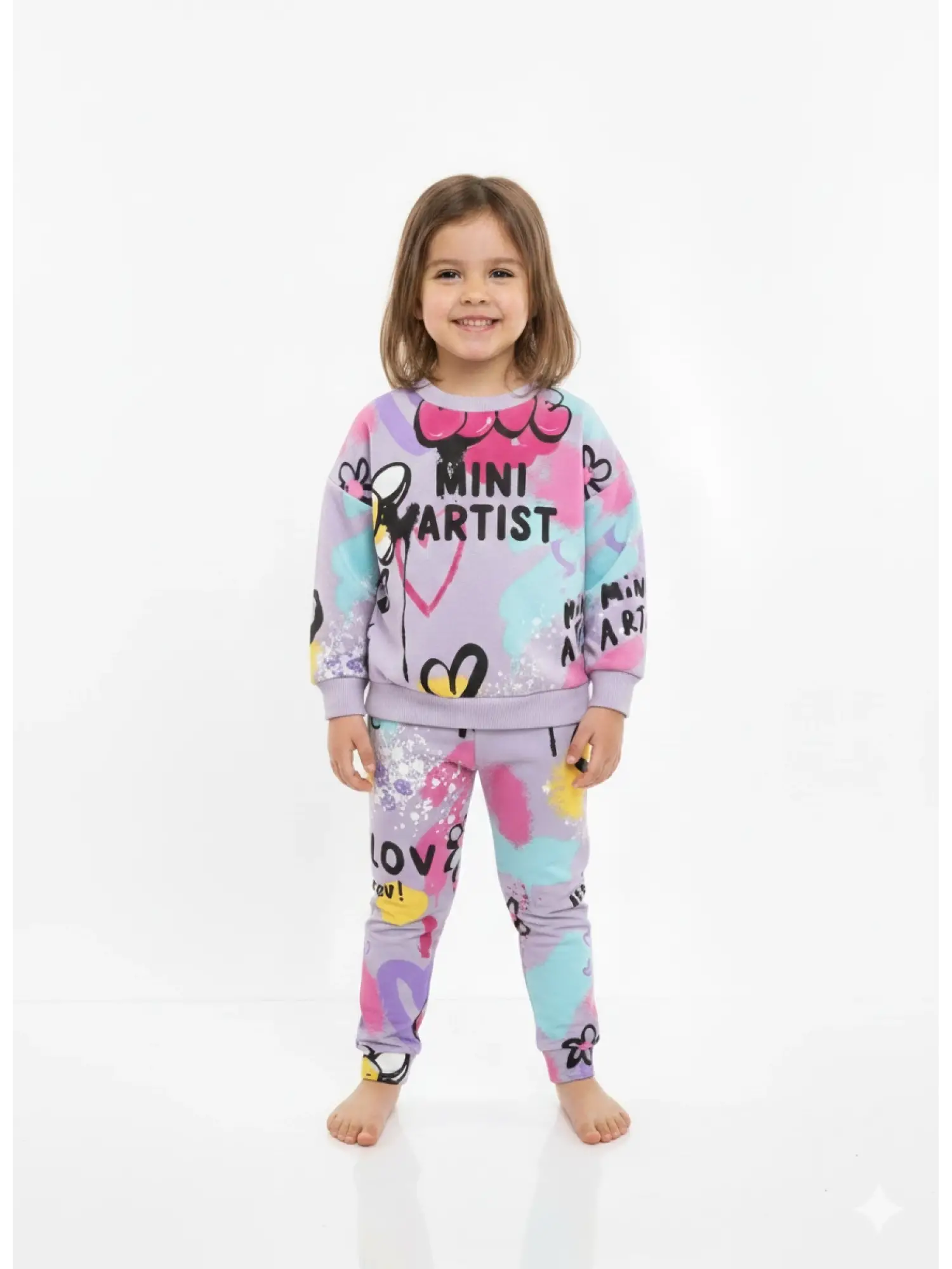 1-6 Yaş Çiçek Desenli Taytlı Takım