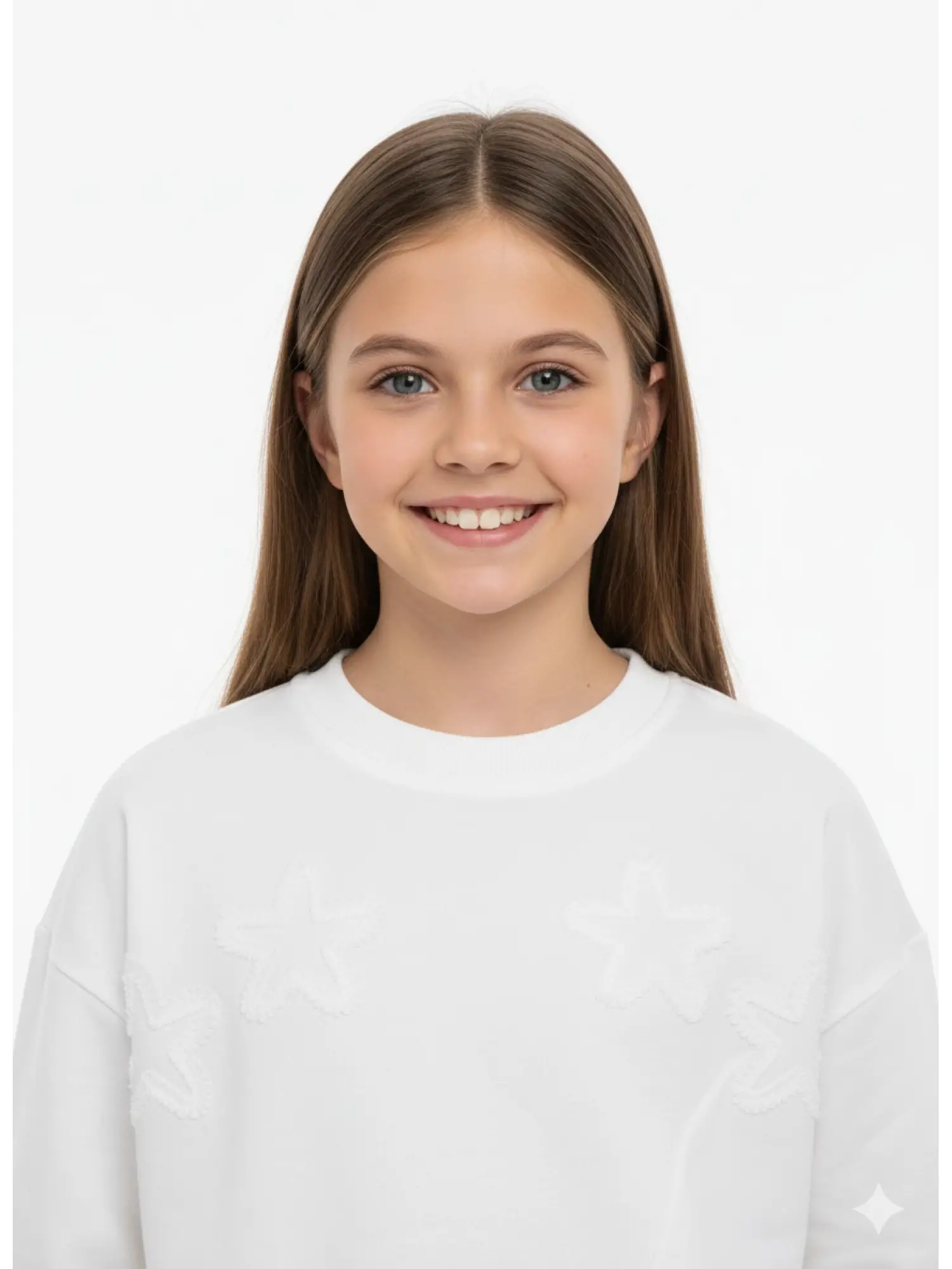 10-14 Yaş Beyaz Yıldızlı Sweat