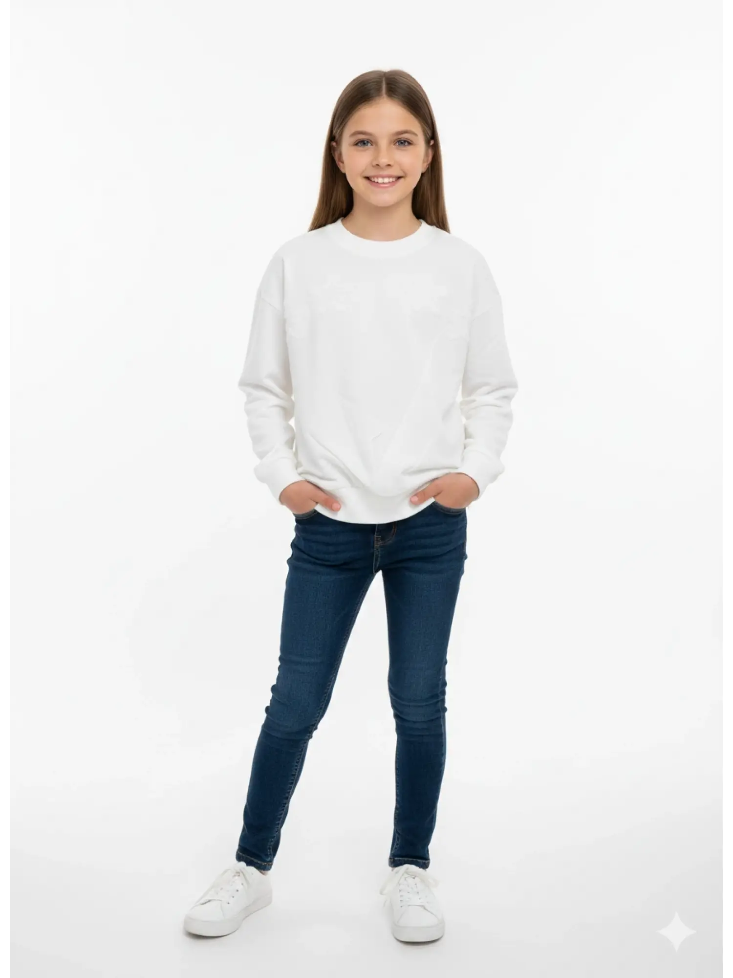 10-14 Yaş Beyaz Yıldızlı Sweat