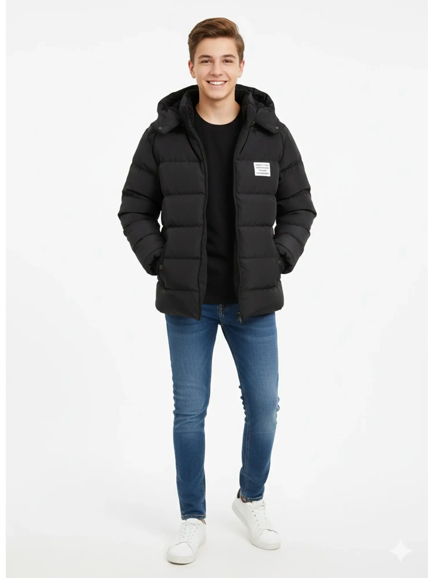 12-15 Yaş Siyah Şişme Mont