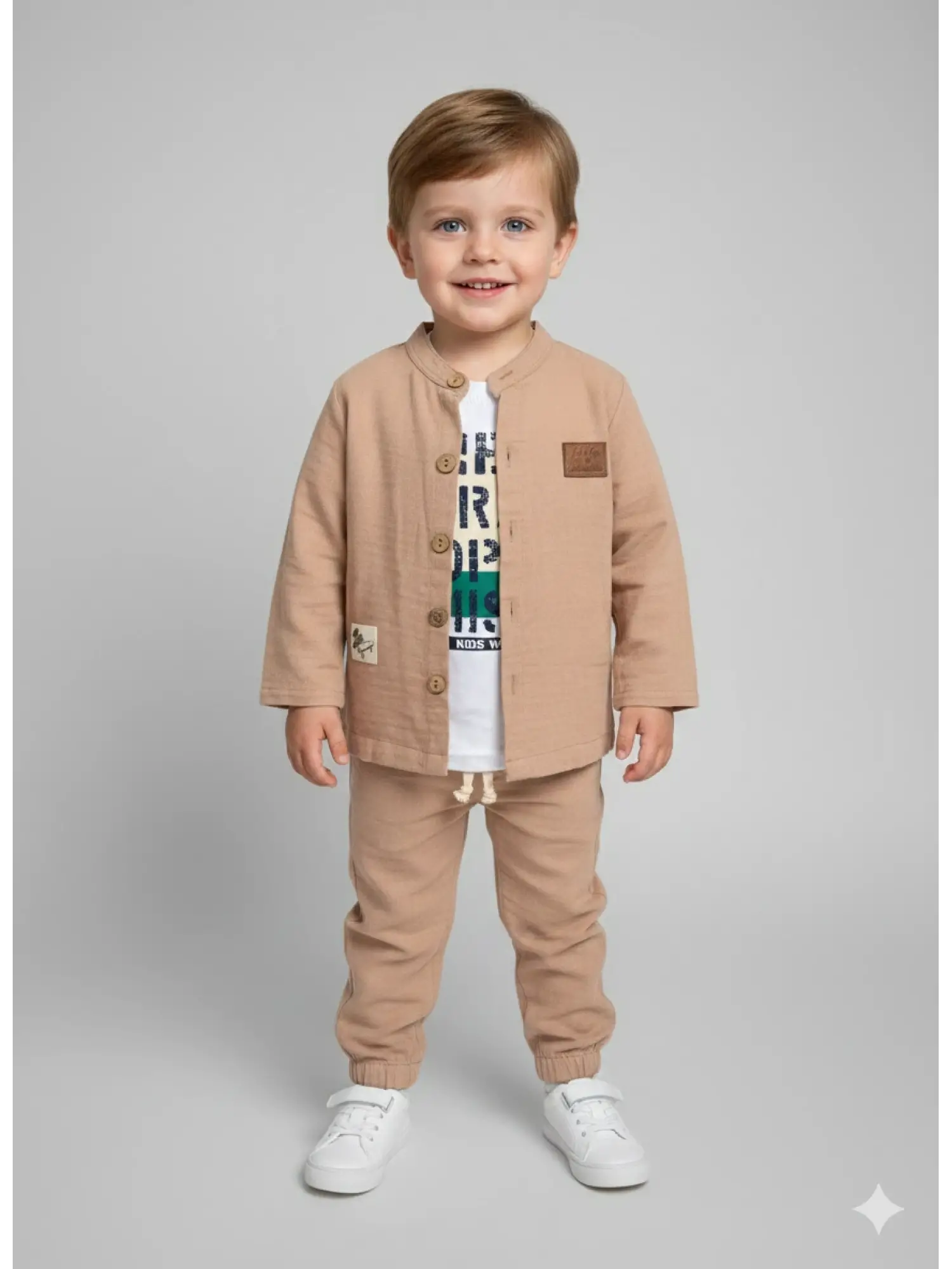 2-5 Yaş Camel Müslin 3lü Takım