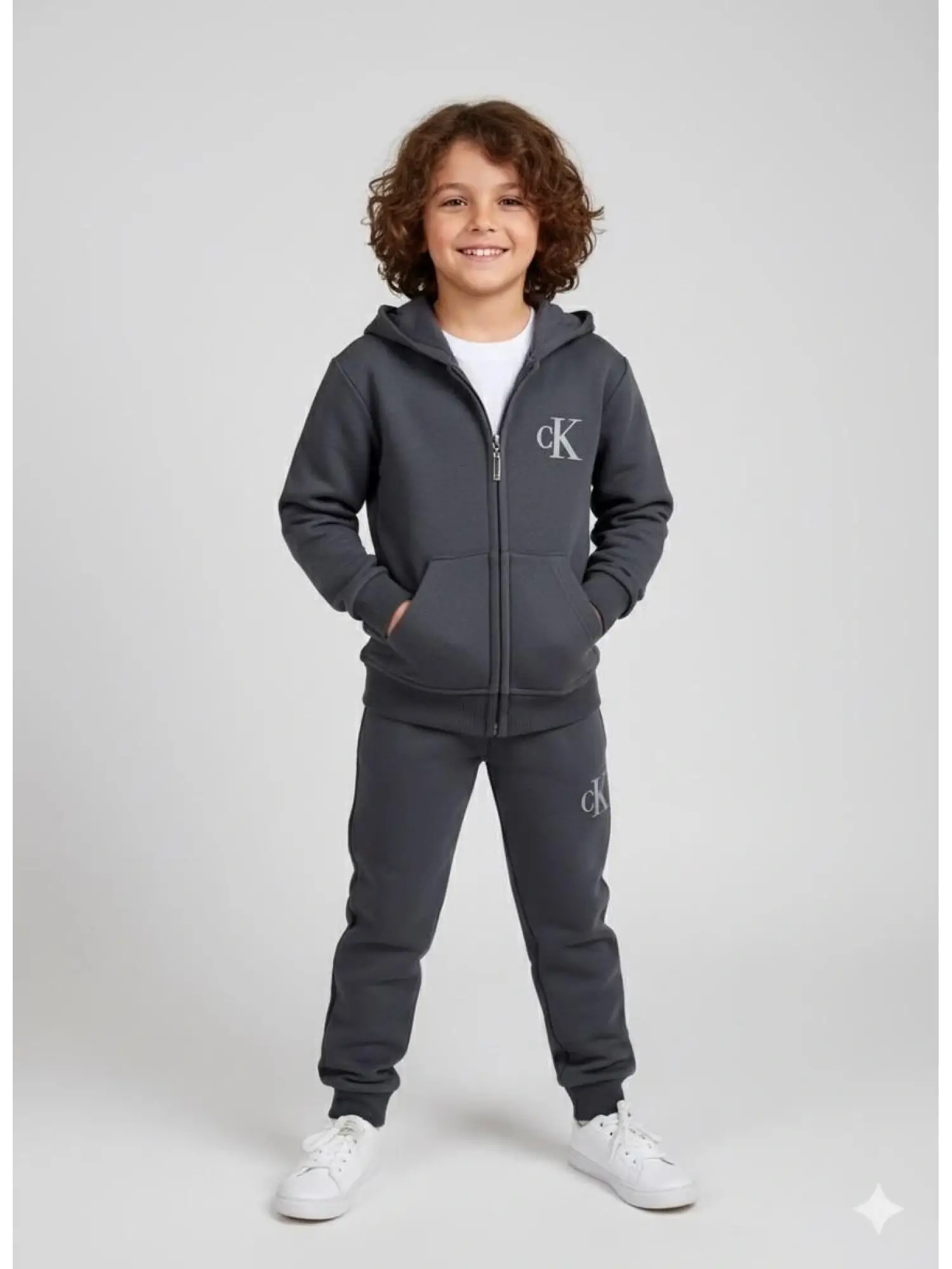 2-8 Yaş Antrasit CK Kapşonlu Takım