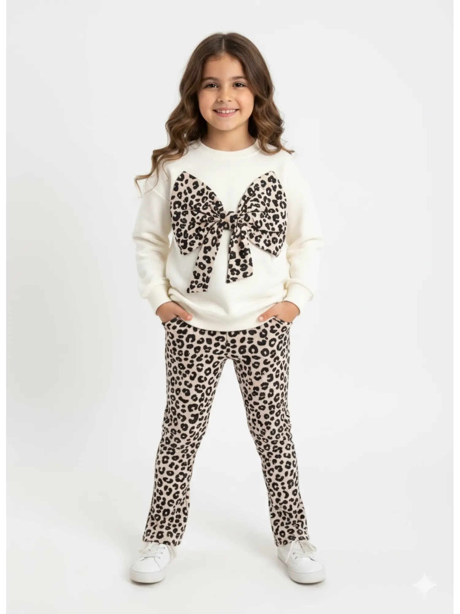 2-8 Yaş Kurdele Leoparlı Taytlı Takım