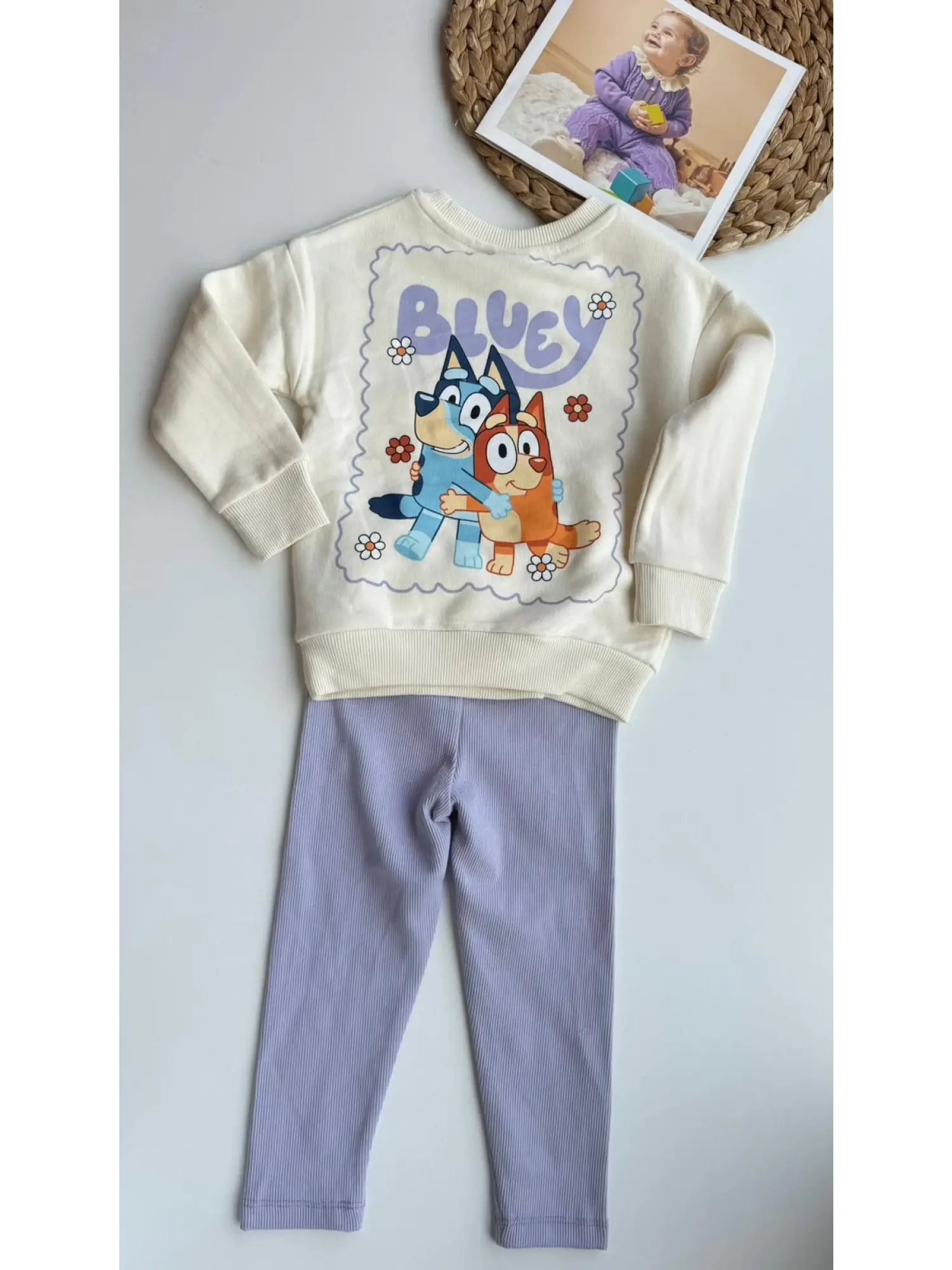 2-8 Yaş Lila Bluey Taytlı Takım