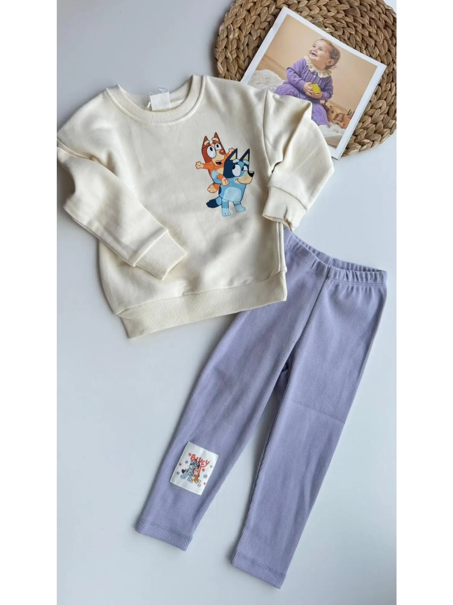 2-8 Yaş Lila Bluey Taytlı Takım