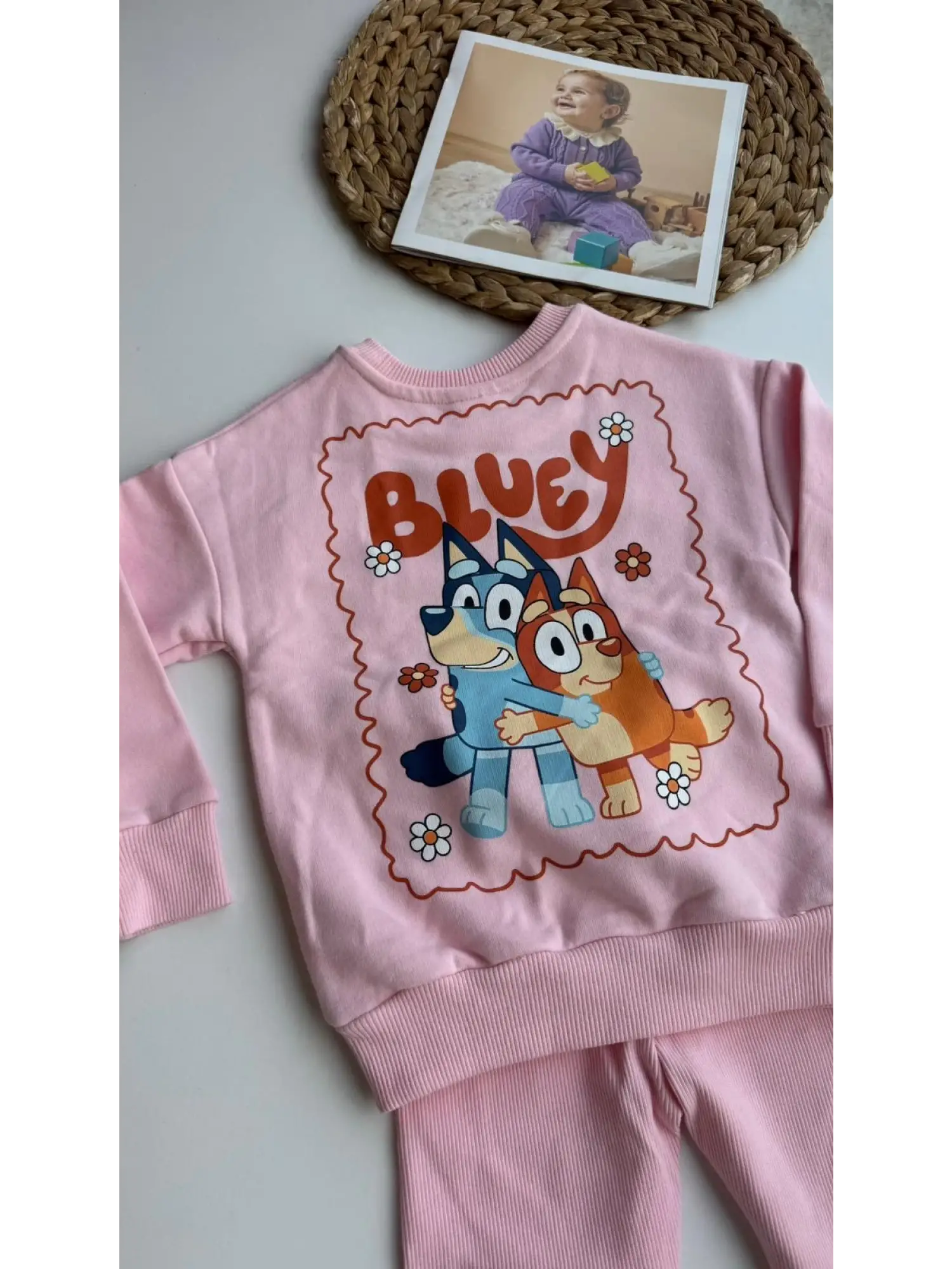 2-8 Yaş Pembe Bluey Taytlı Takım
