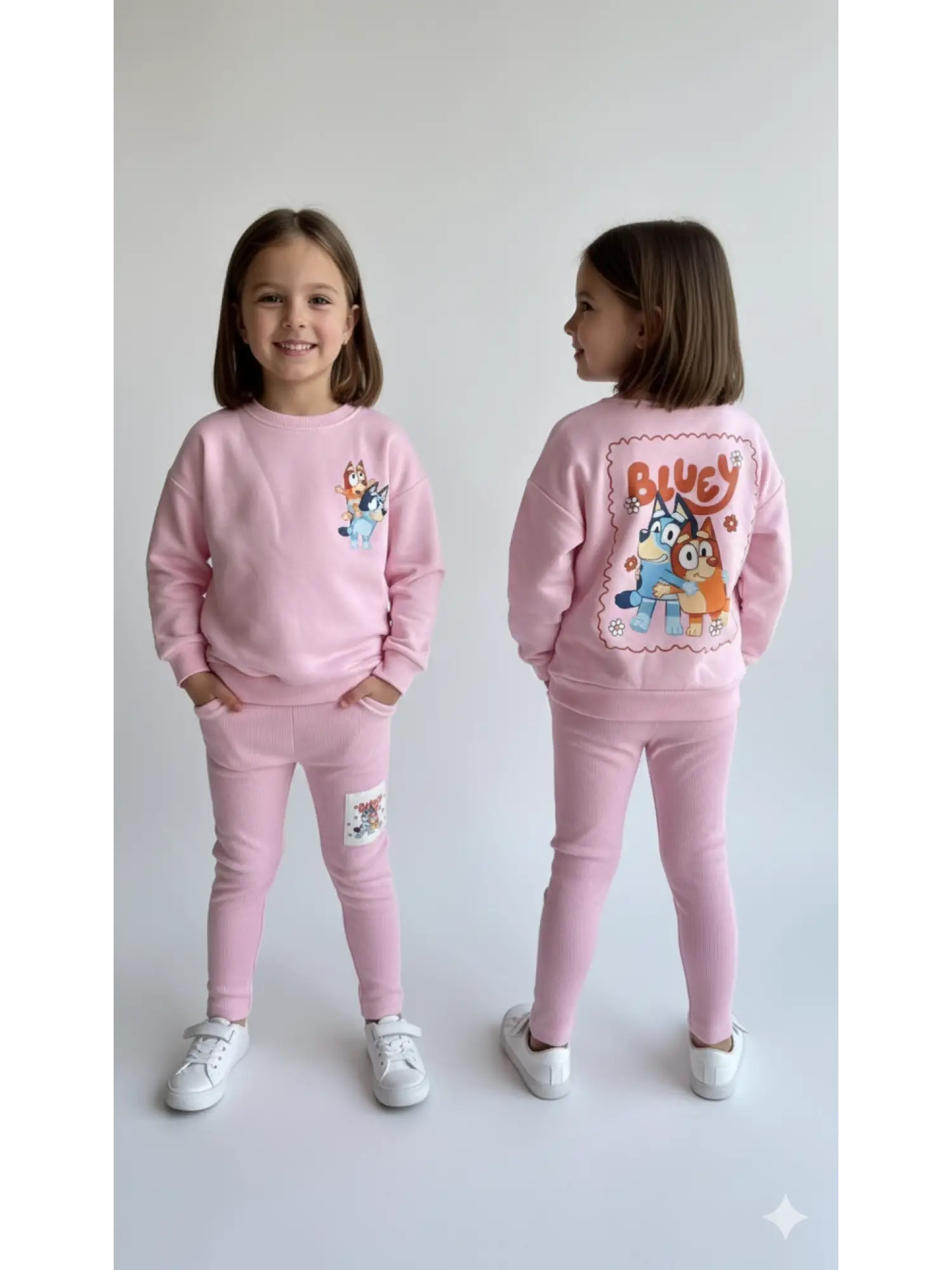 2-8 Yaş Pembe Bluey Taytlı Takım