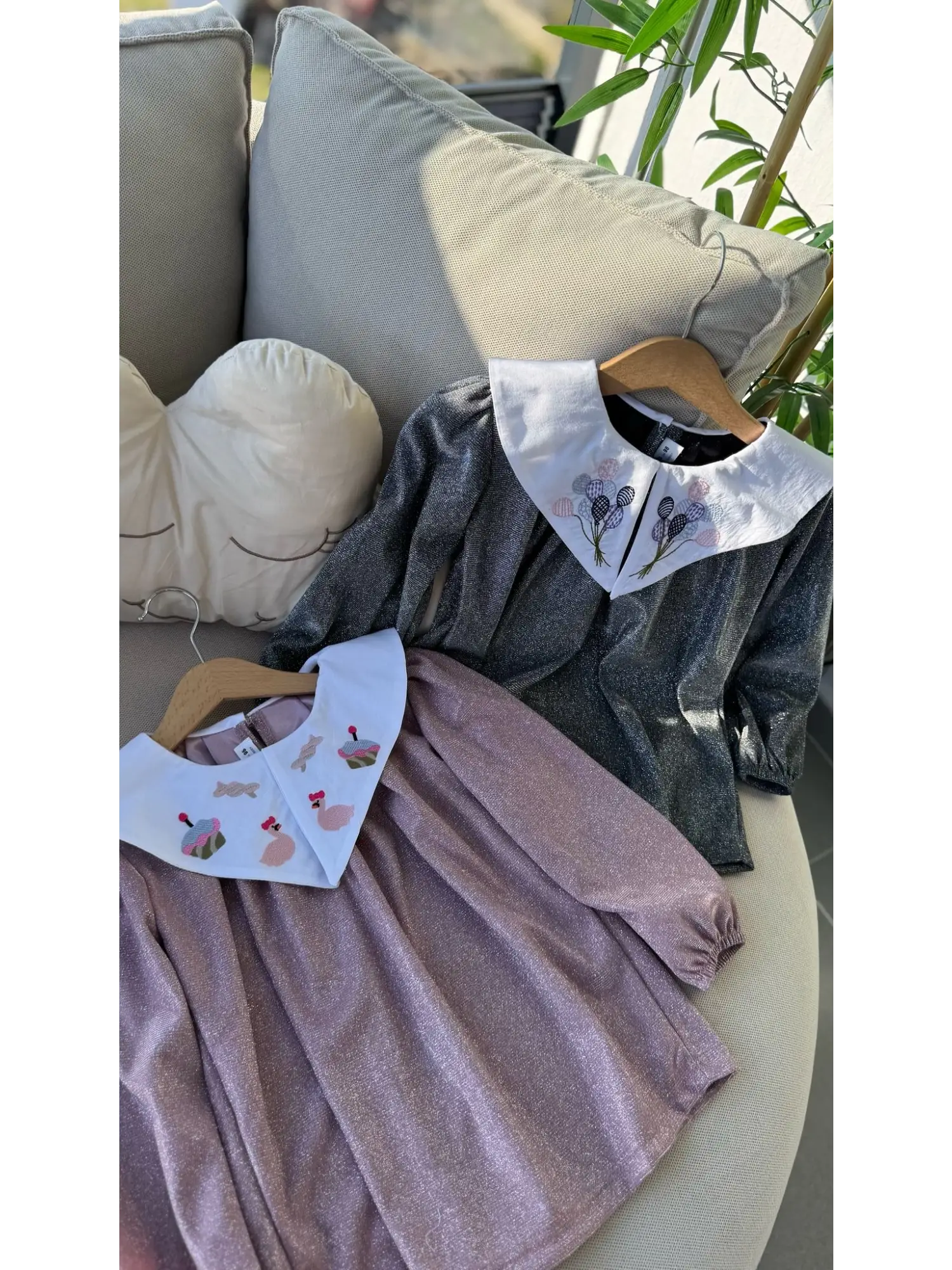 2-8 Yaş Rose Bebe Yaka Simli Mini Elbise