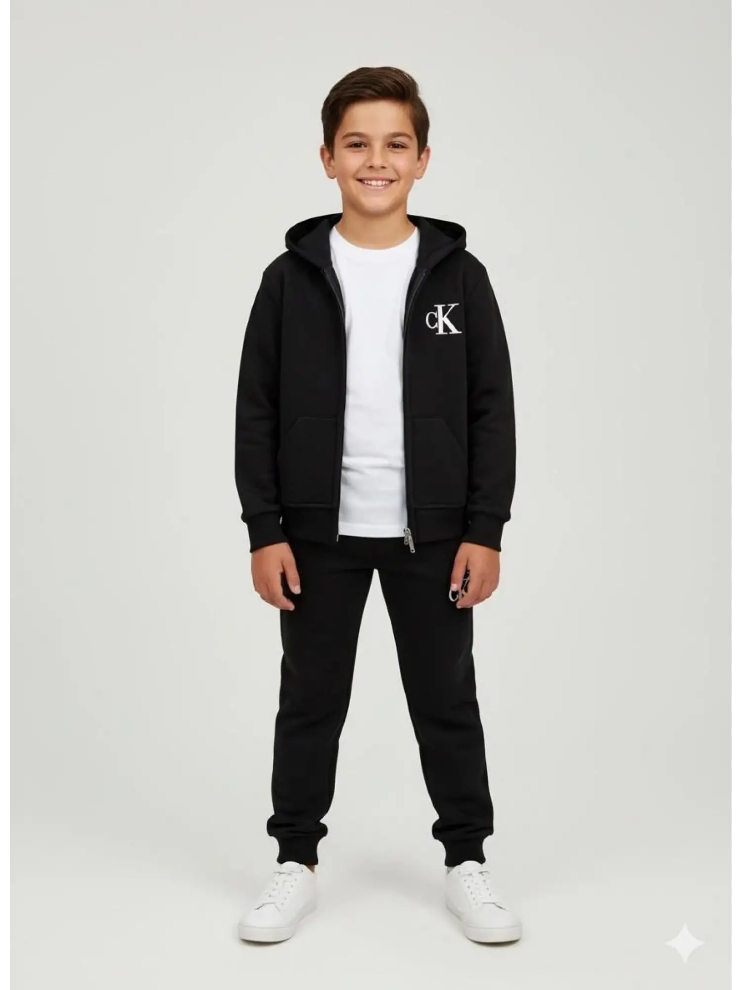 2-8 Yaş Siyah CK Kapşonlu Takım