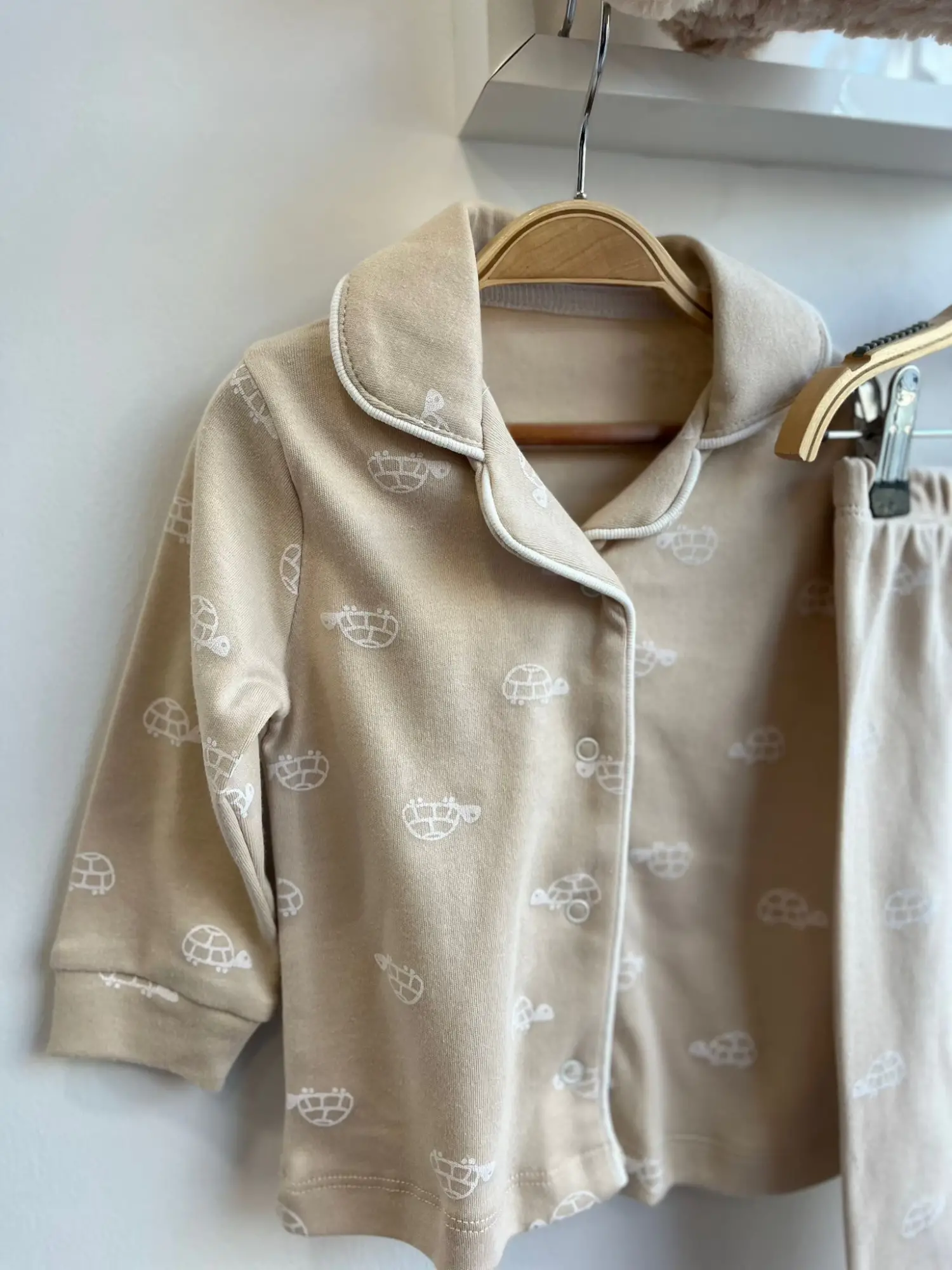 3-12 Ay Krem Kaplumbağalı Pijama Takımı