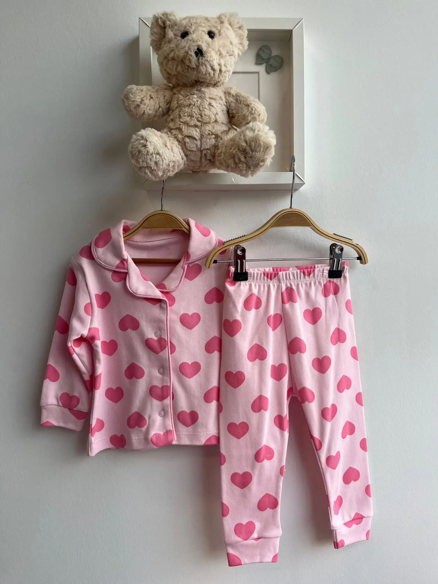 3-12 Ay Pembe Kalpli Pijama Takımı