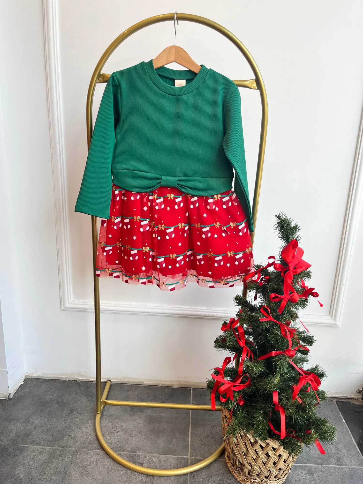 4-7 Yaş Yılbaşı Fiyonk Detay Elbise