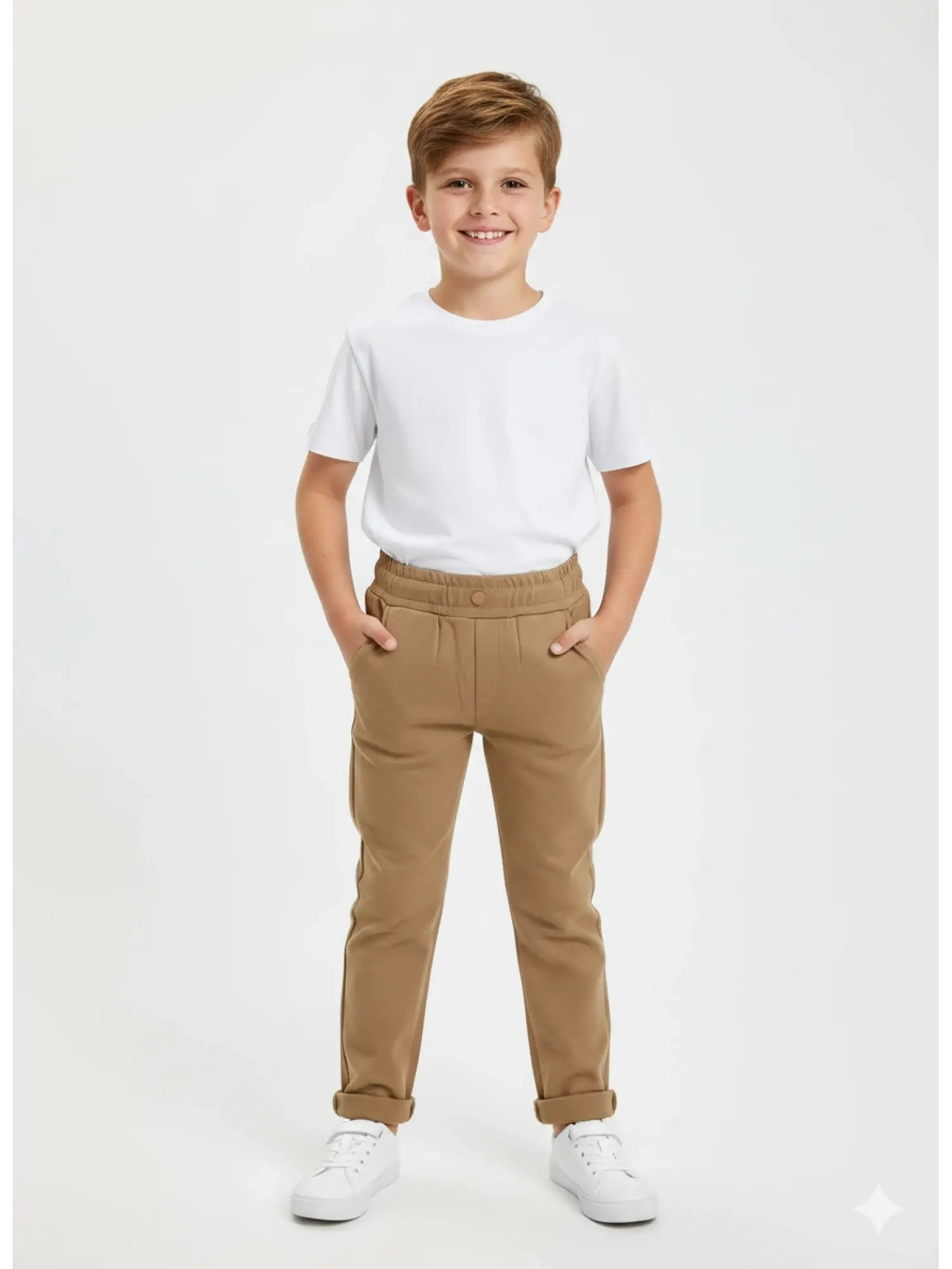 5-14 Yaş Bel Lastikli Camel Pantolon