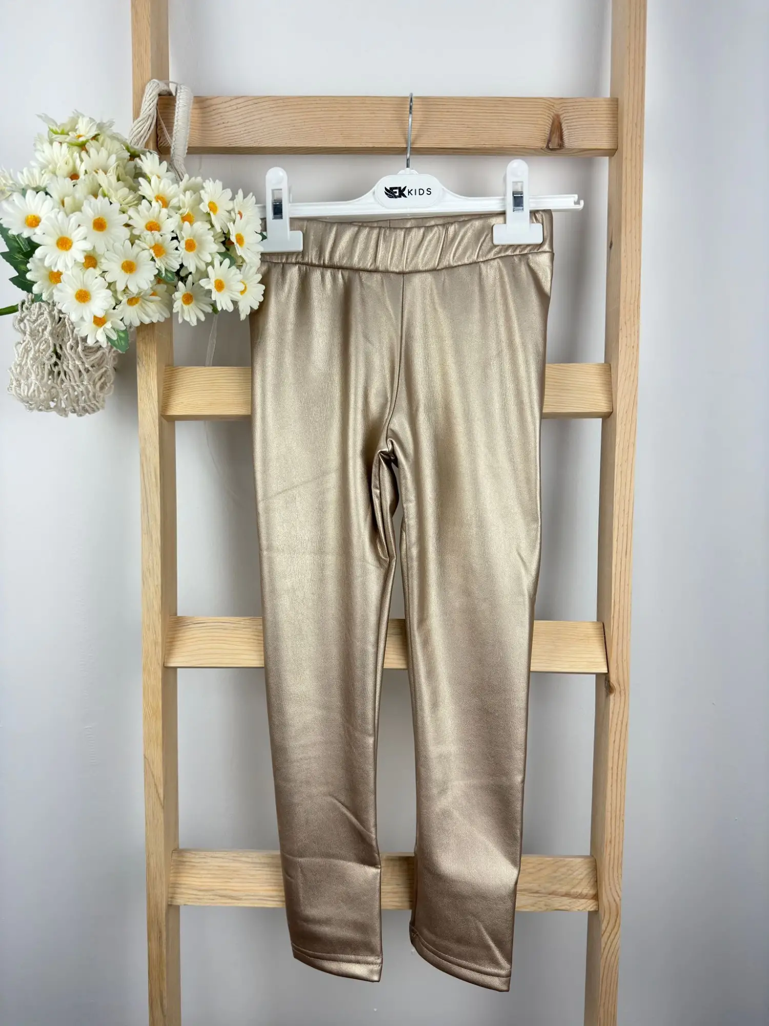 5-14 Yaş Gold Şardonlu Deri Tayt