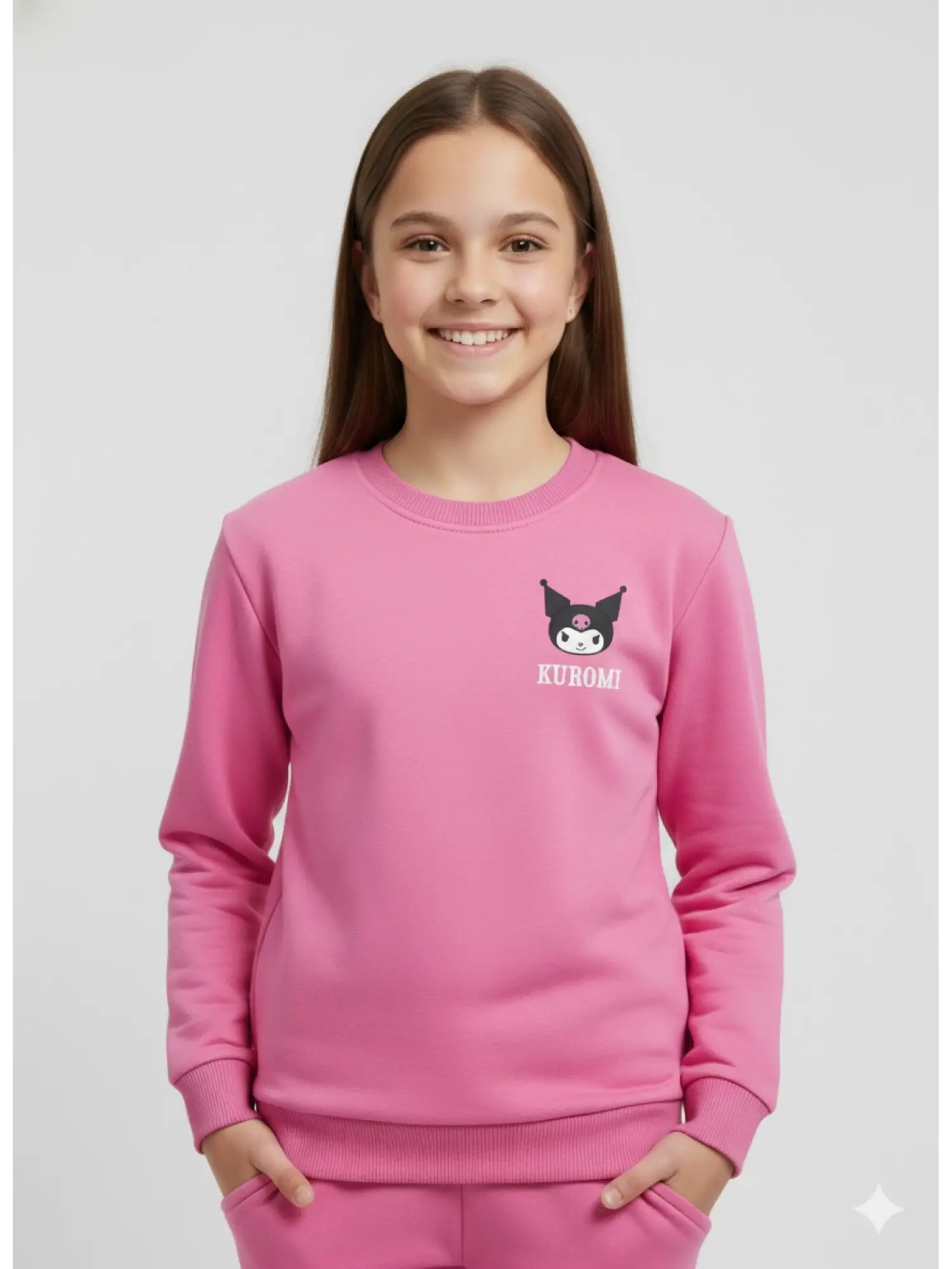 5-14 Yaş Pembe Kuromi Sweatshirt