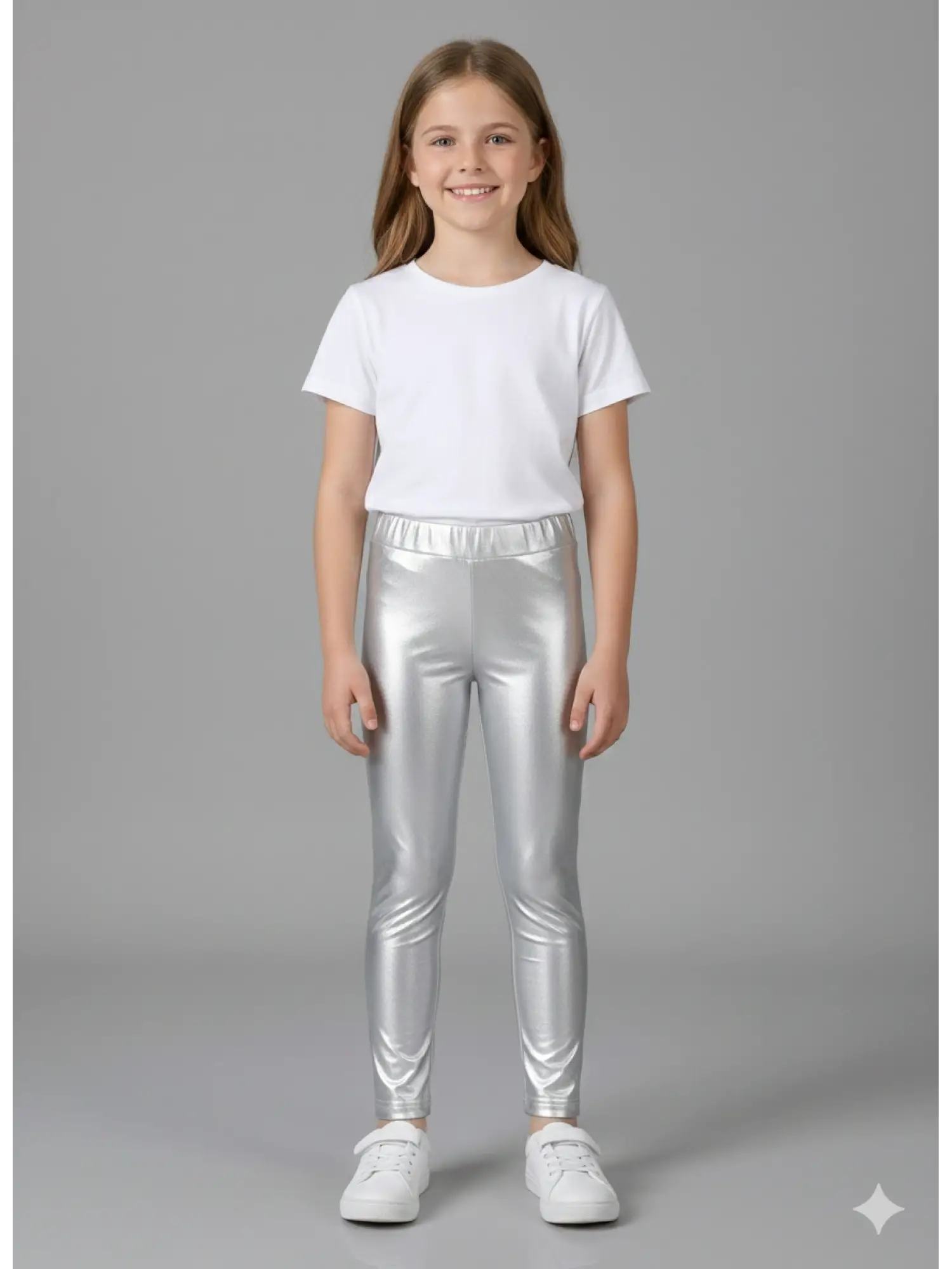 5-14 Yaş Silver Şardonlu Deri Tayt