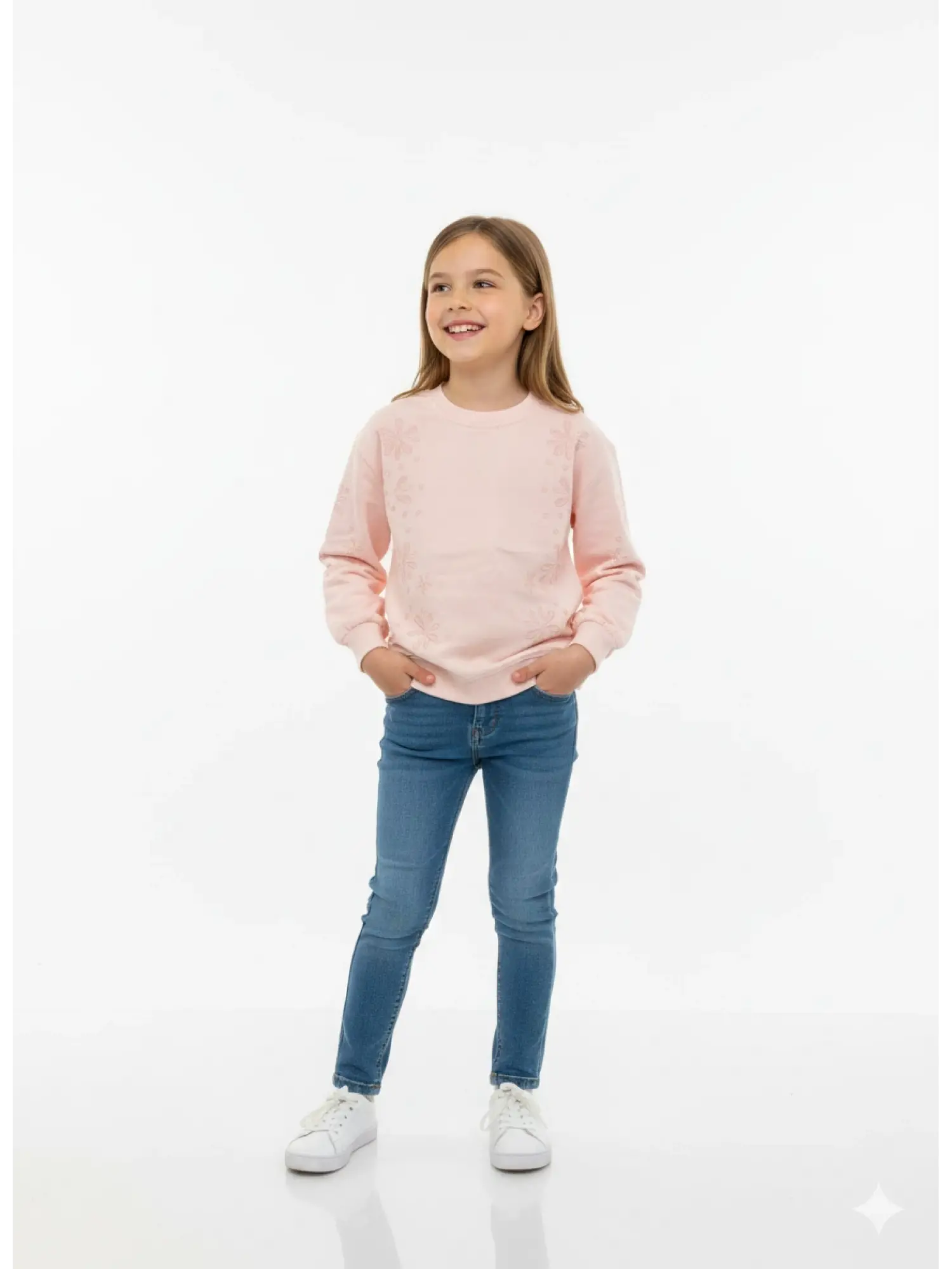 6-10 Yaş Pembe İşlemeli Sweat