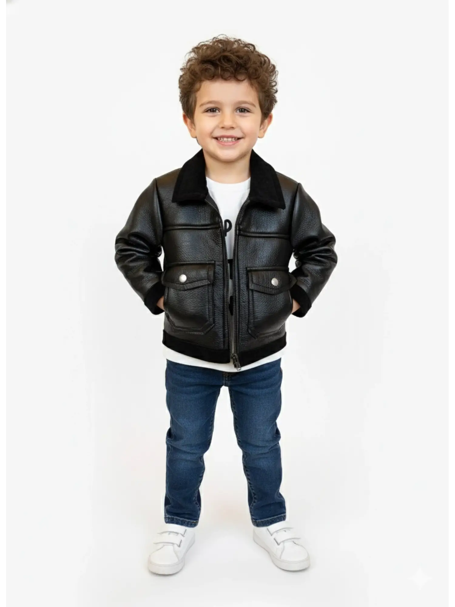 6-18 Ay Deri Ceketli Pantolonlu 3lü Takım