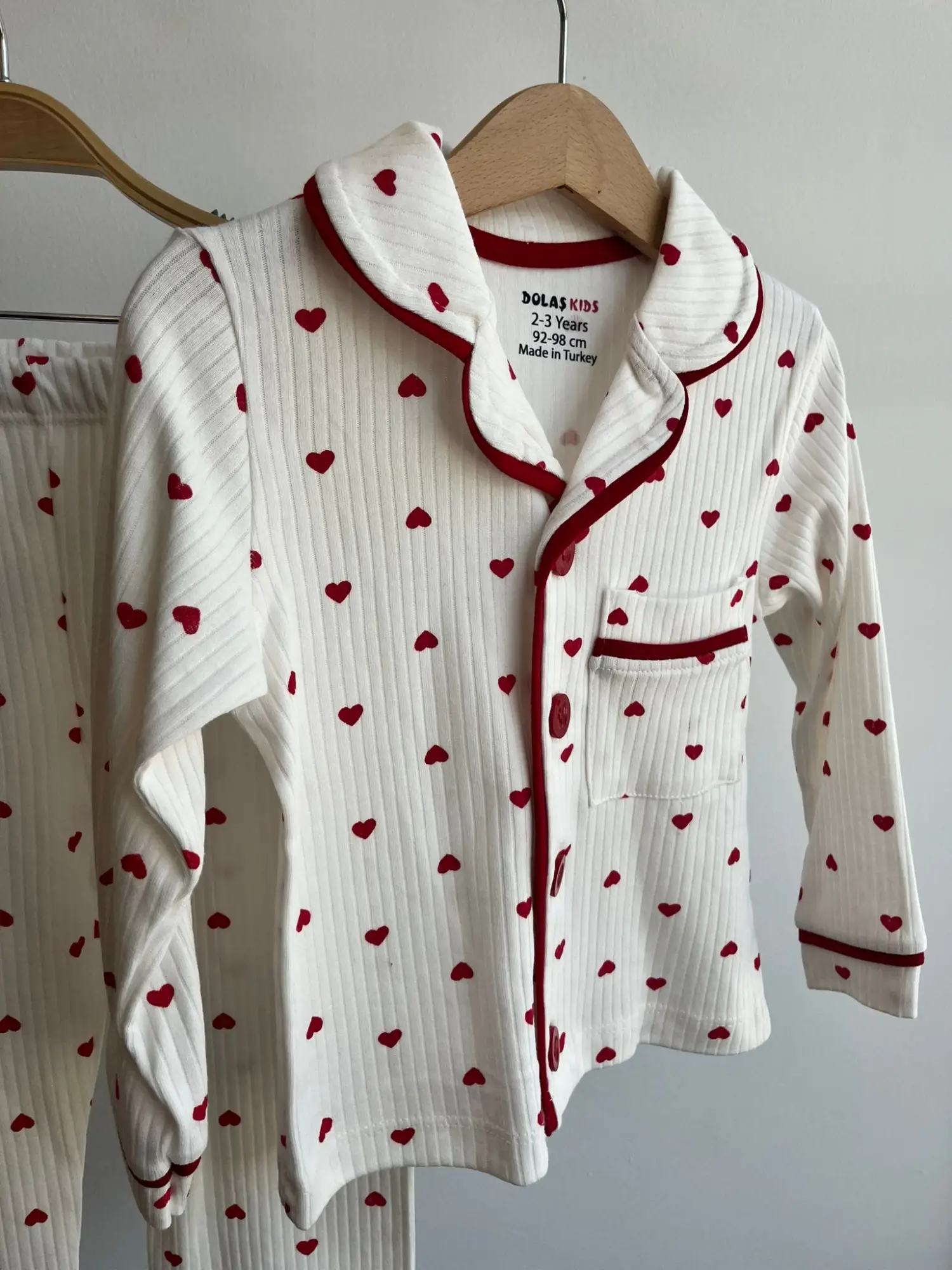 6-18 Ay Kırmızı Kalp Baskılı Pijama Takımı