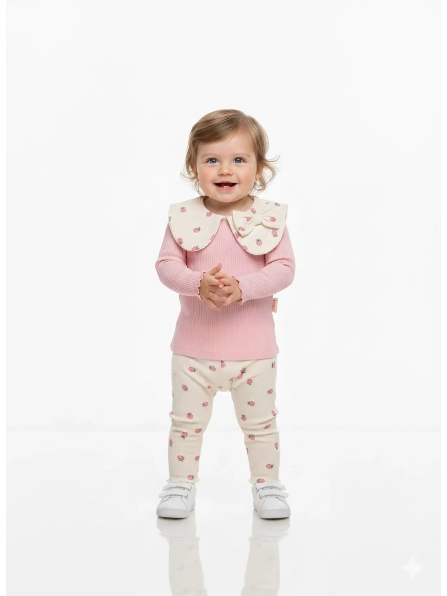 6-24 Ay Bebe Yaka Çilekli Taytlı Takım