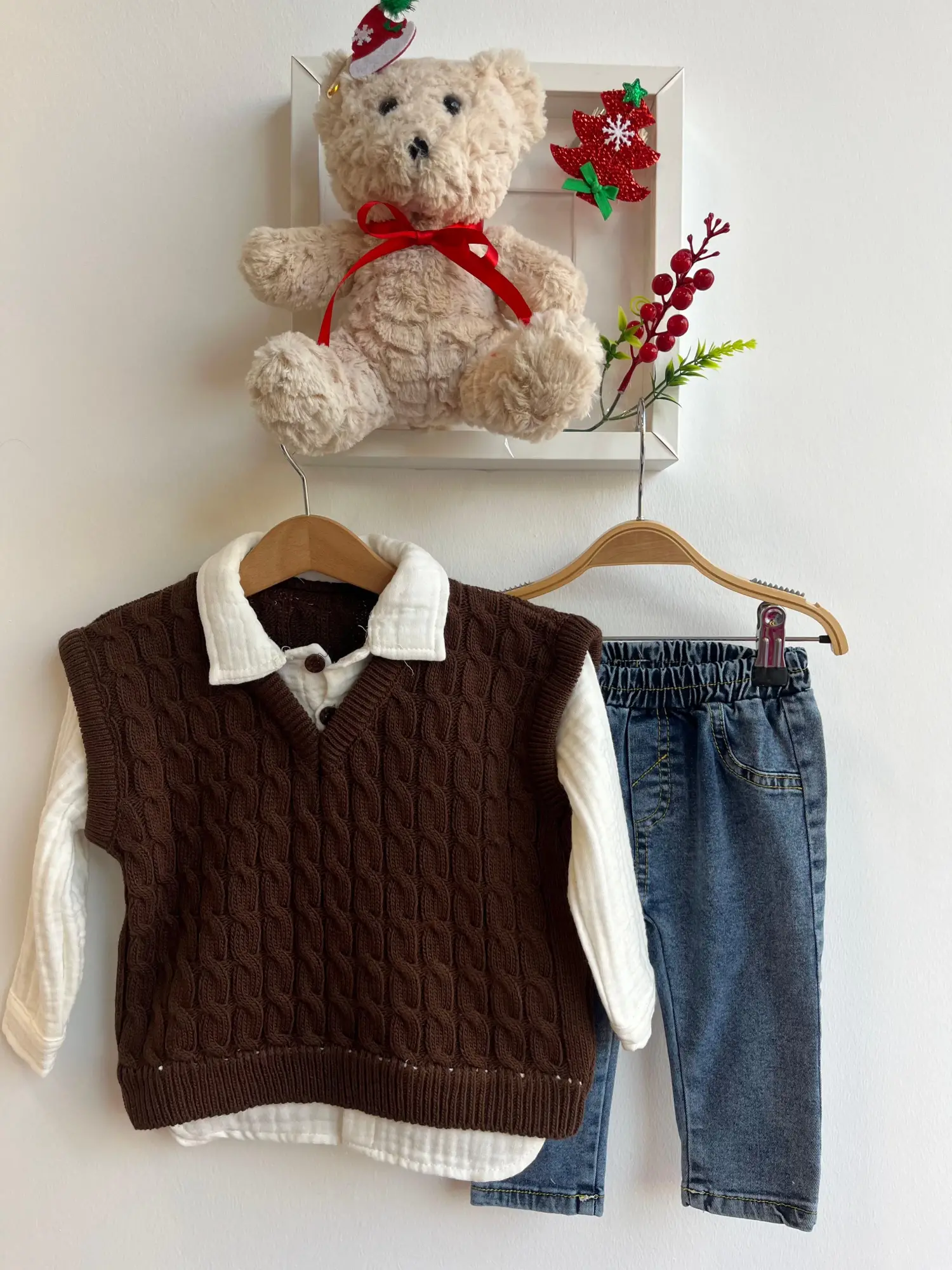 6-24 Ay Gömlekli Triko Süveterli Takım