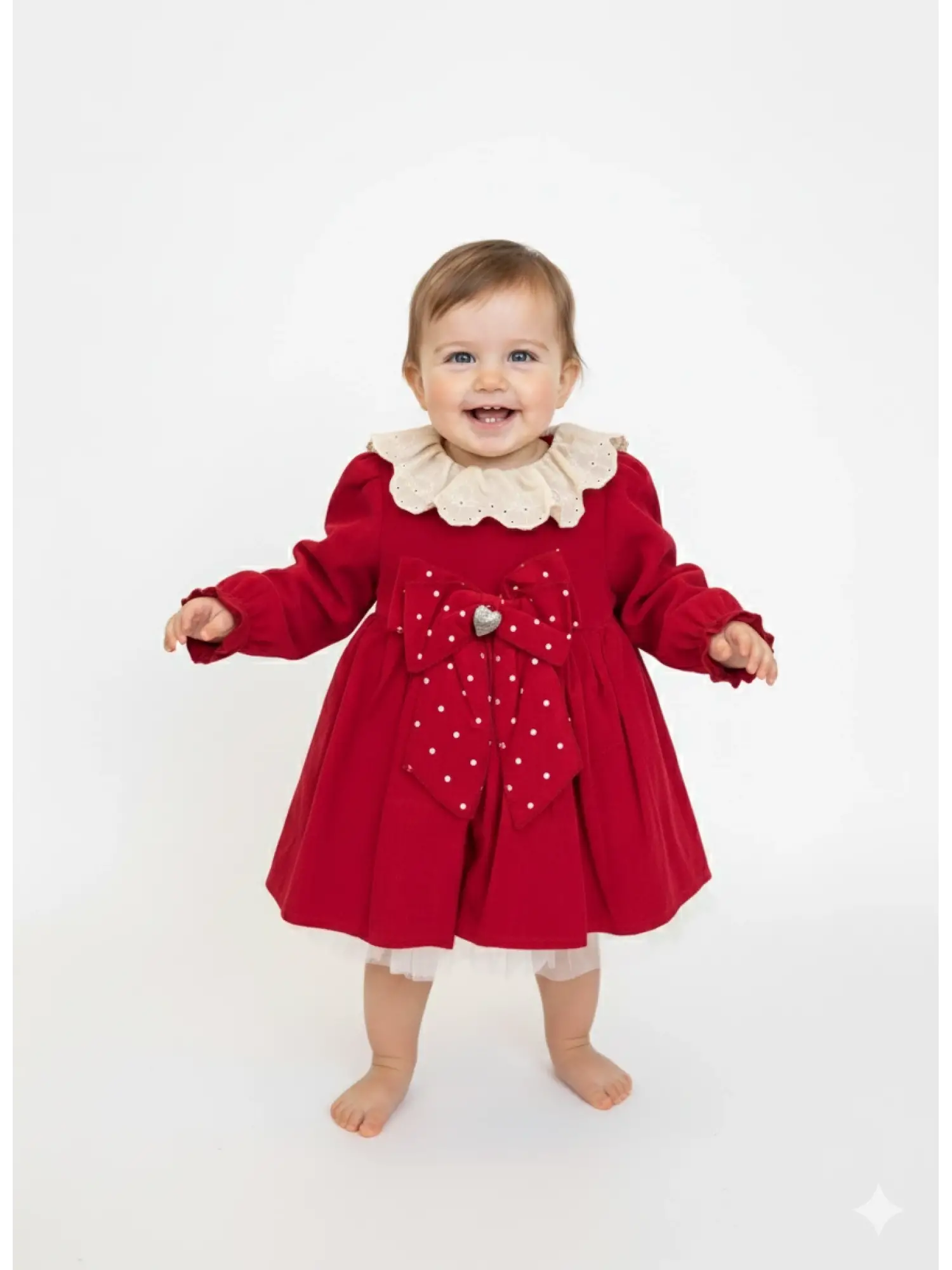 6-24 Ay Kırmızı Kadife Elbise