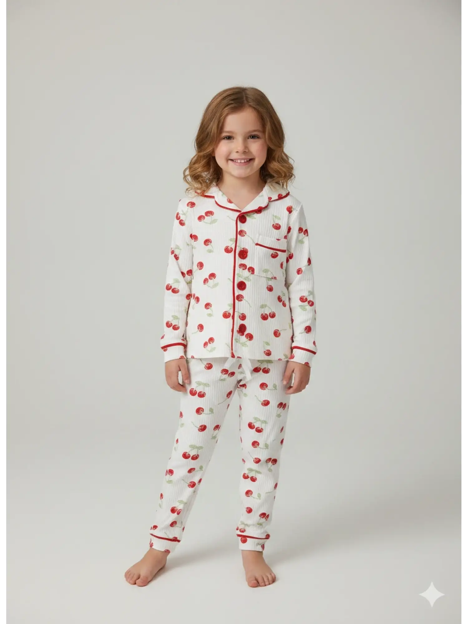 2-5 Yaş Kiraz Baskılı Pijama Takımı