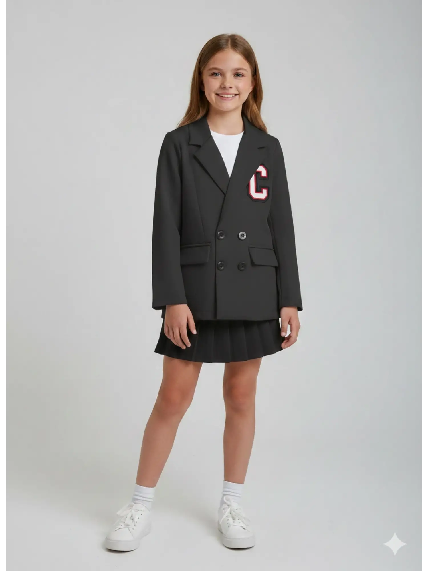 9-14 Yaş Şort Etek Kolej Takım Siyah